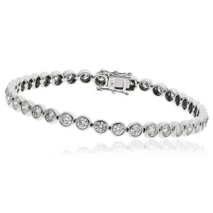18ct White Gold 6.00ct Diamond Tennis Bracelet Rubover Set Women's 7.5" GIFT Box