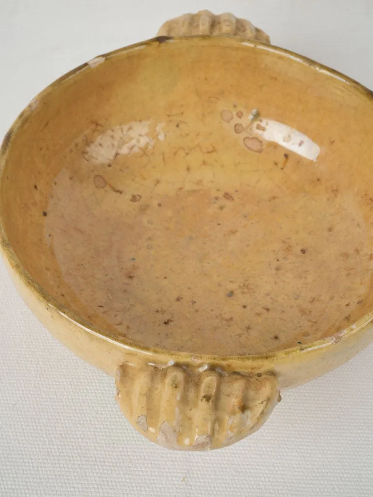 19th century serving bowl w/ ear handles 9½" x 7"
