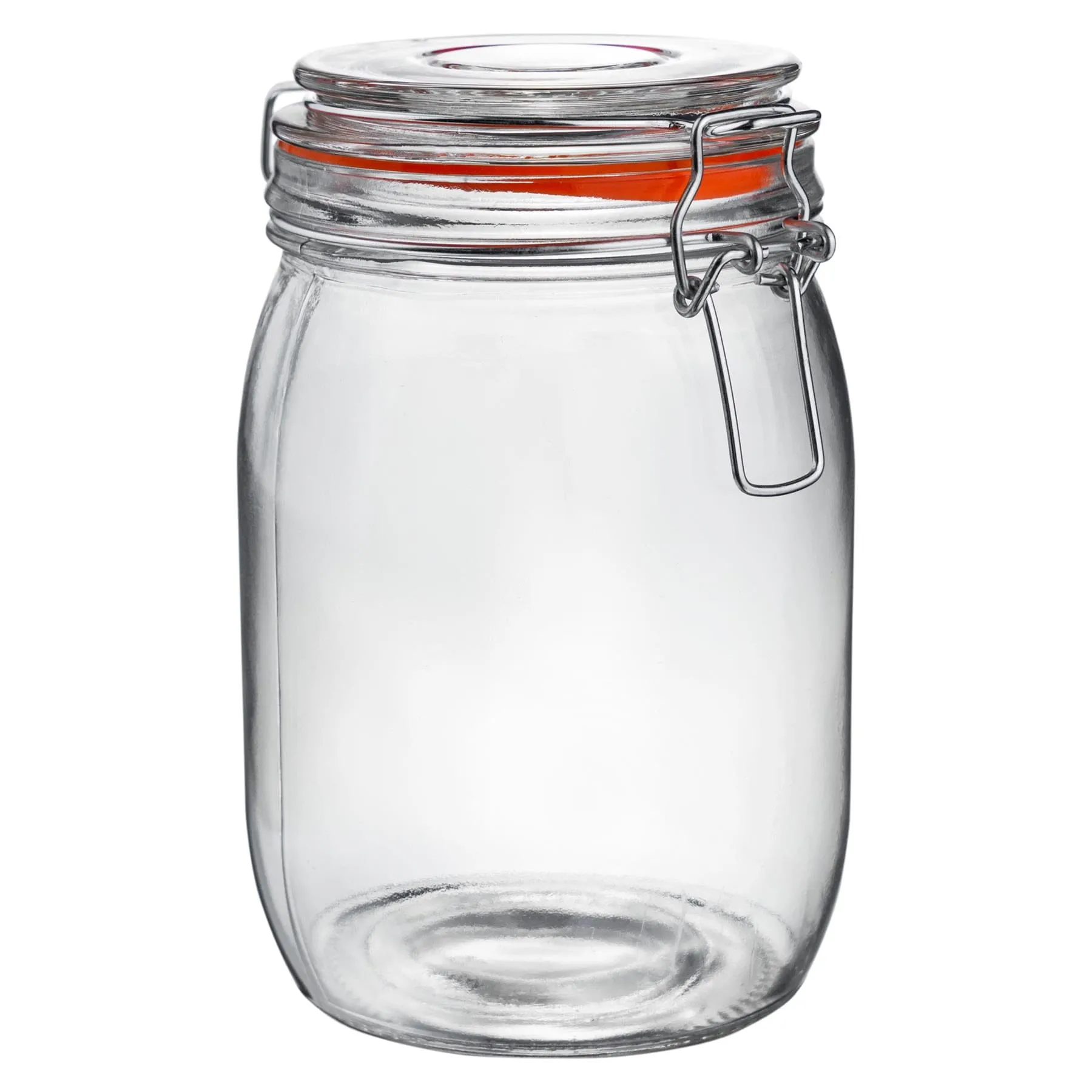 1L Glass Storage Jars   Four Free Coloured Seals Per Jar - Pack of Three