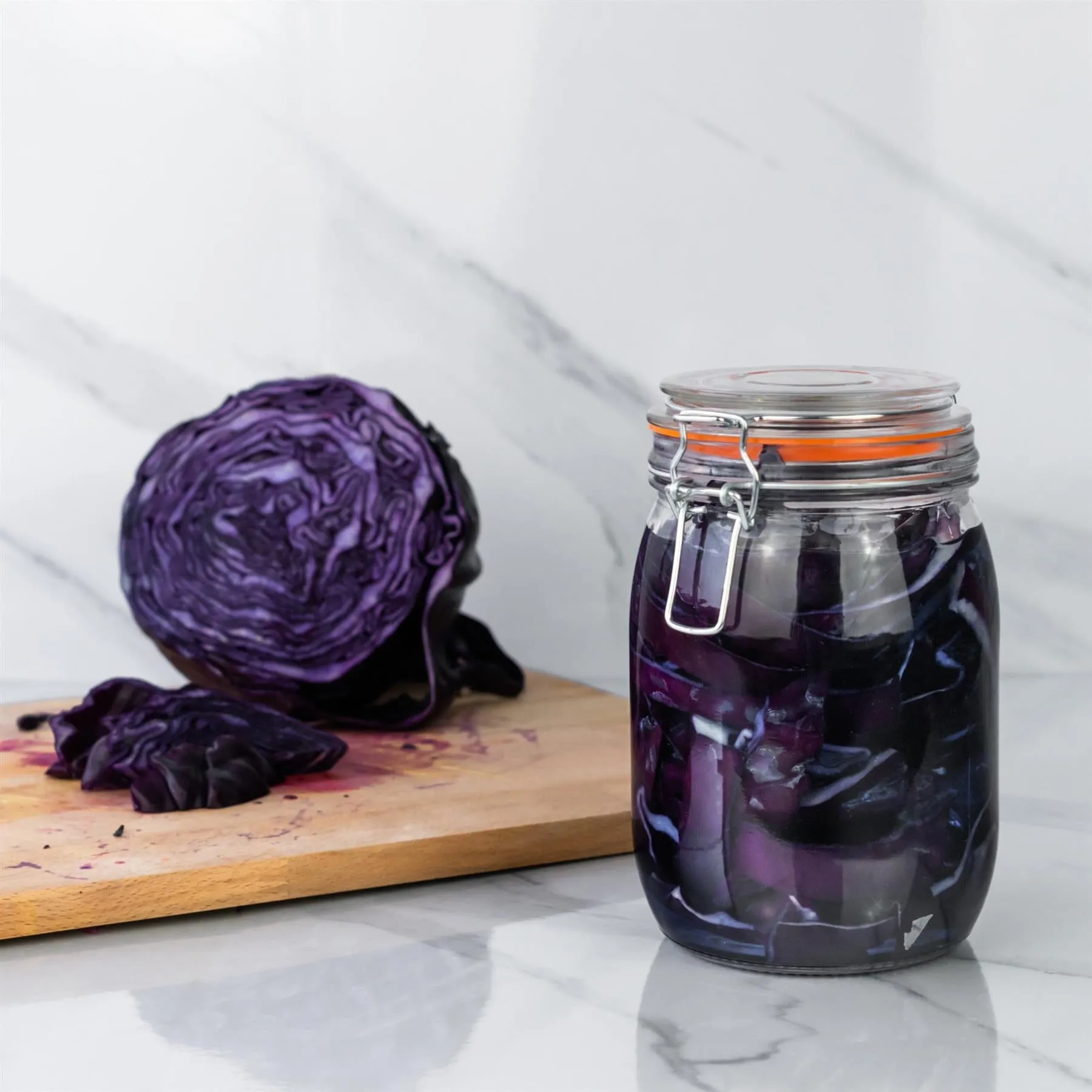 1L Glass Storage Jars   Four Free Coloured Seals Per Jar - Pack of Three