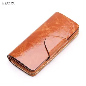 2016  Hot Sales First Layer Of Cowhide Female Wallets Zipper Genuine Leather Long Design Lovers Men/Women Wallets