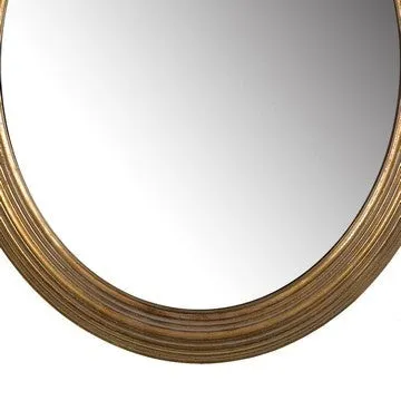 26 Inch Wall Accent Mirror with Ornate Polyresin Floral Crest, Antique Gold By Casagear Home
