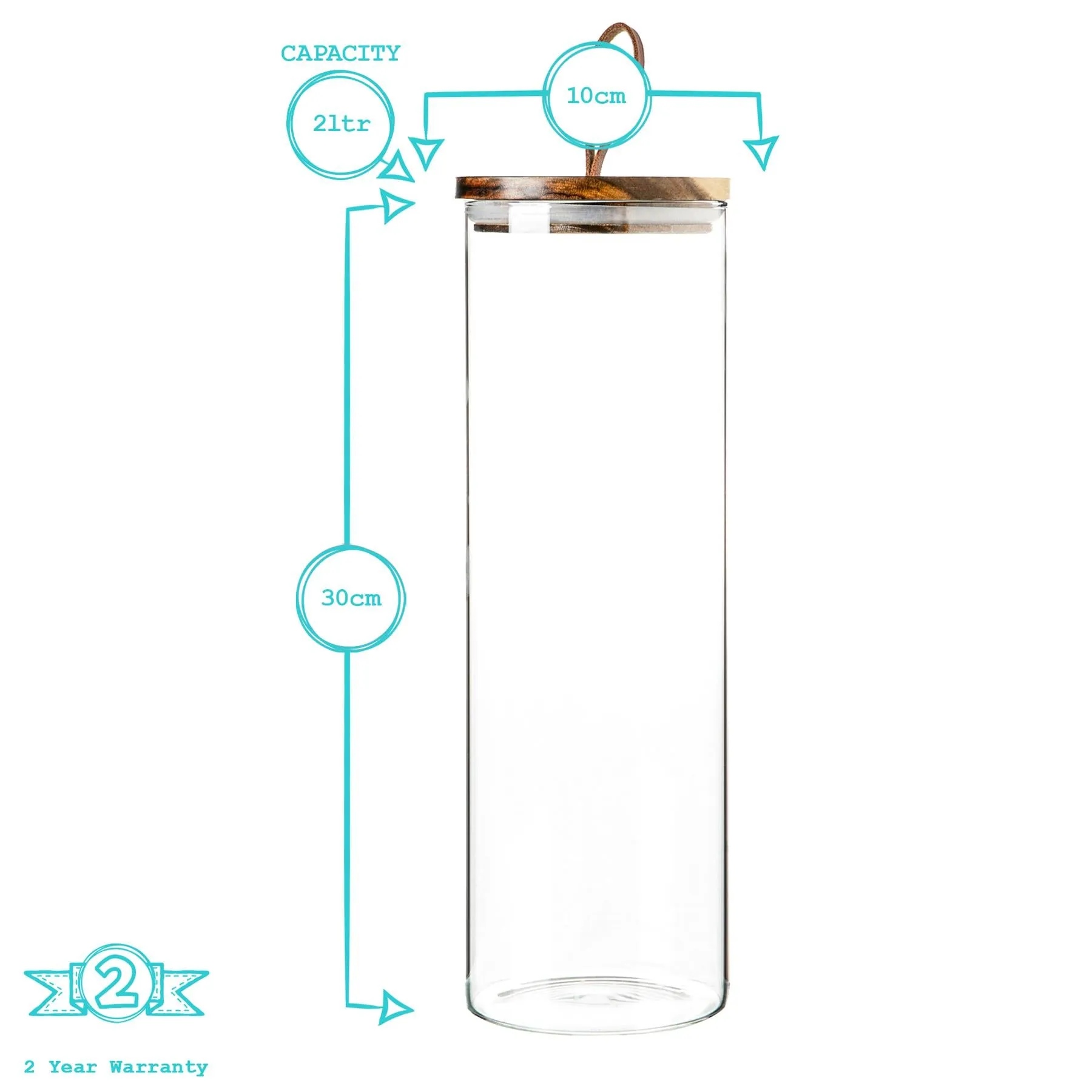 2L Scandi Storage Jars with Leather Loop Lids - Pack of Three - By Argon Tableware