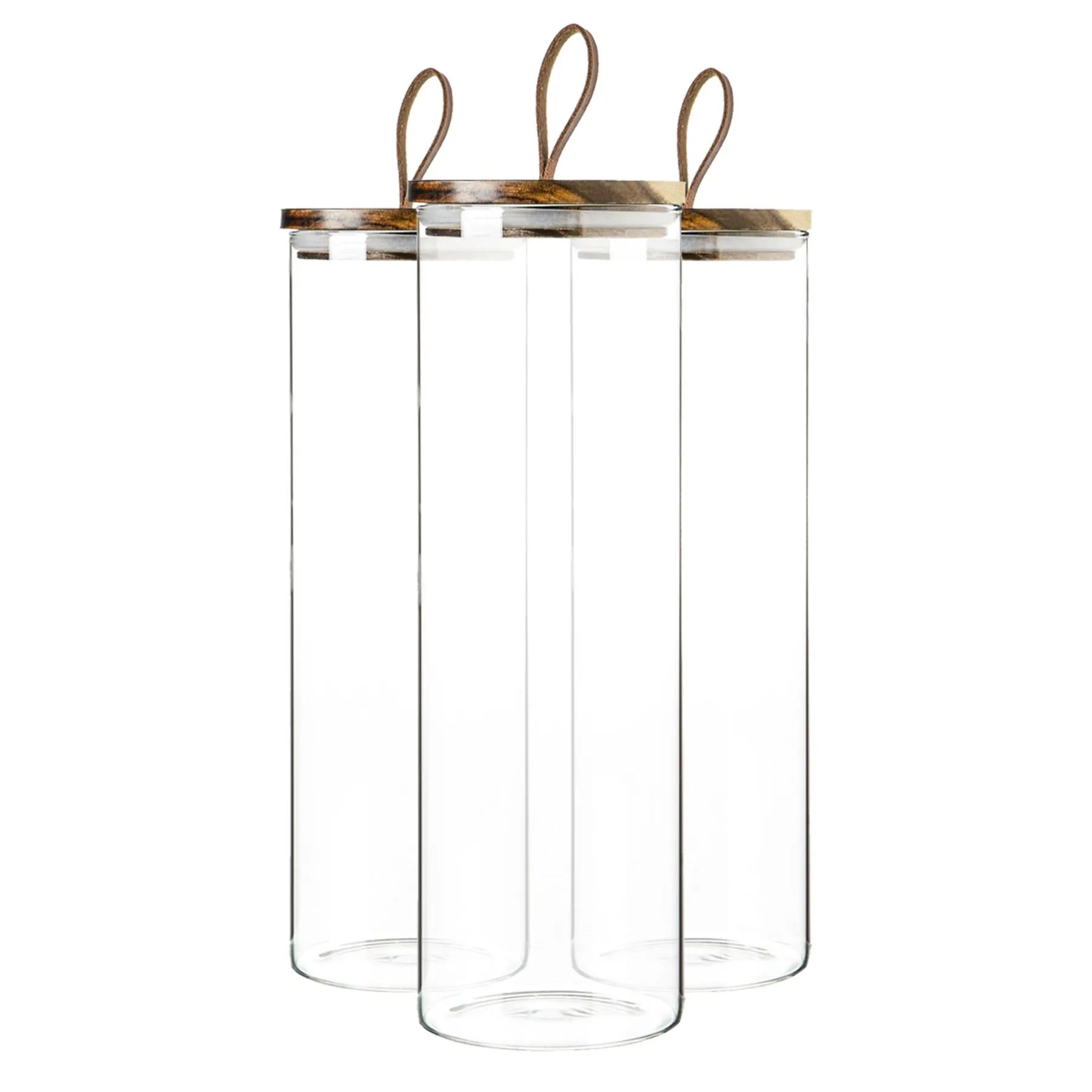 2L Scandi Storage Jars with Leather Loop Lids - Pack of Three - By Argon Tableware