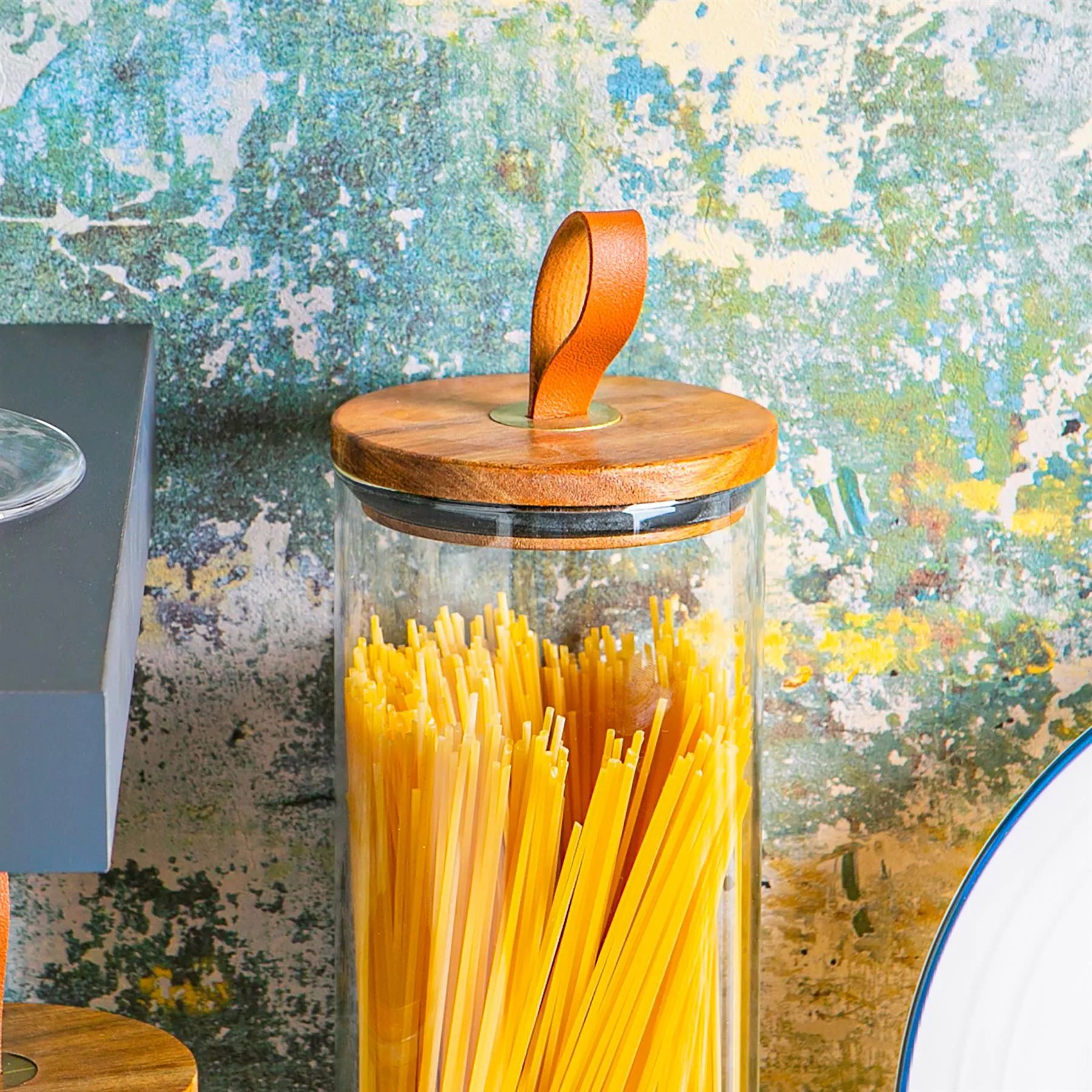 2L Scandi Storage Jars with Leather Loop Lids - Pack of Three - By Argon Tableware