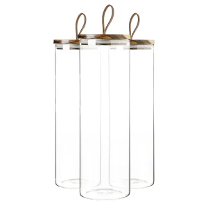 2L Scandi Storage Jars with Leather Loop Lids - Pack of Three - By Argon Tableware