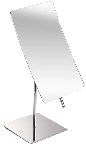 5X Magnified Premium Modern Rectangle Vanity Makeup Mirror| Portable Polished Chrome