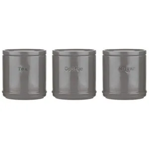 Accents Charcoal Tea/Coffee/Sugar Canisters 3 Set