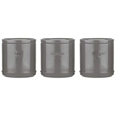 Accents Charcoal Tea/Coffee/Sugar Canisters 3 Set
