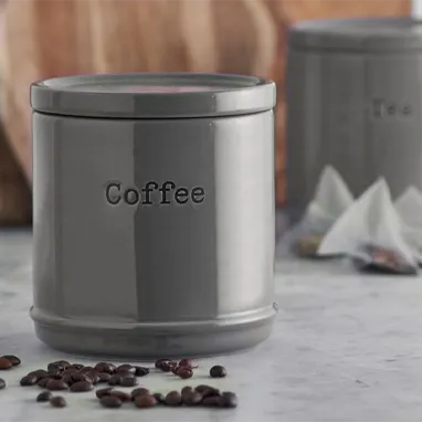 Accents Charcoal Tea/Coffee/Sugar Canisters 3 Set