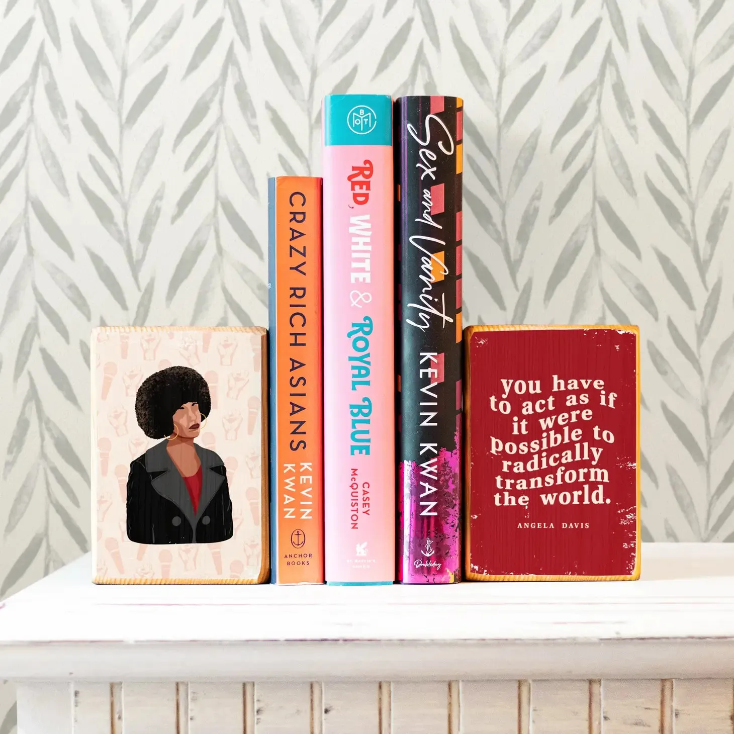 Angela Davis Reading Quote Bookend Set
