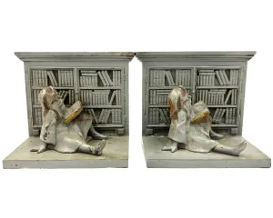 Antique Bradley & Hubbard Bookends Gnome Library Cast Iron
