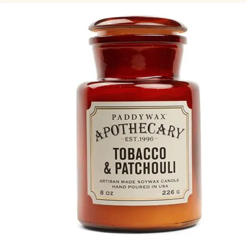 Apothecary Candle - 8 oz Tobacco & Patchouli Glass Candle