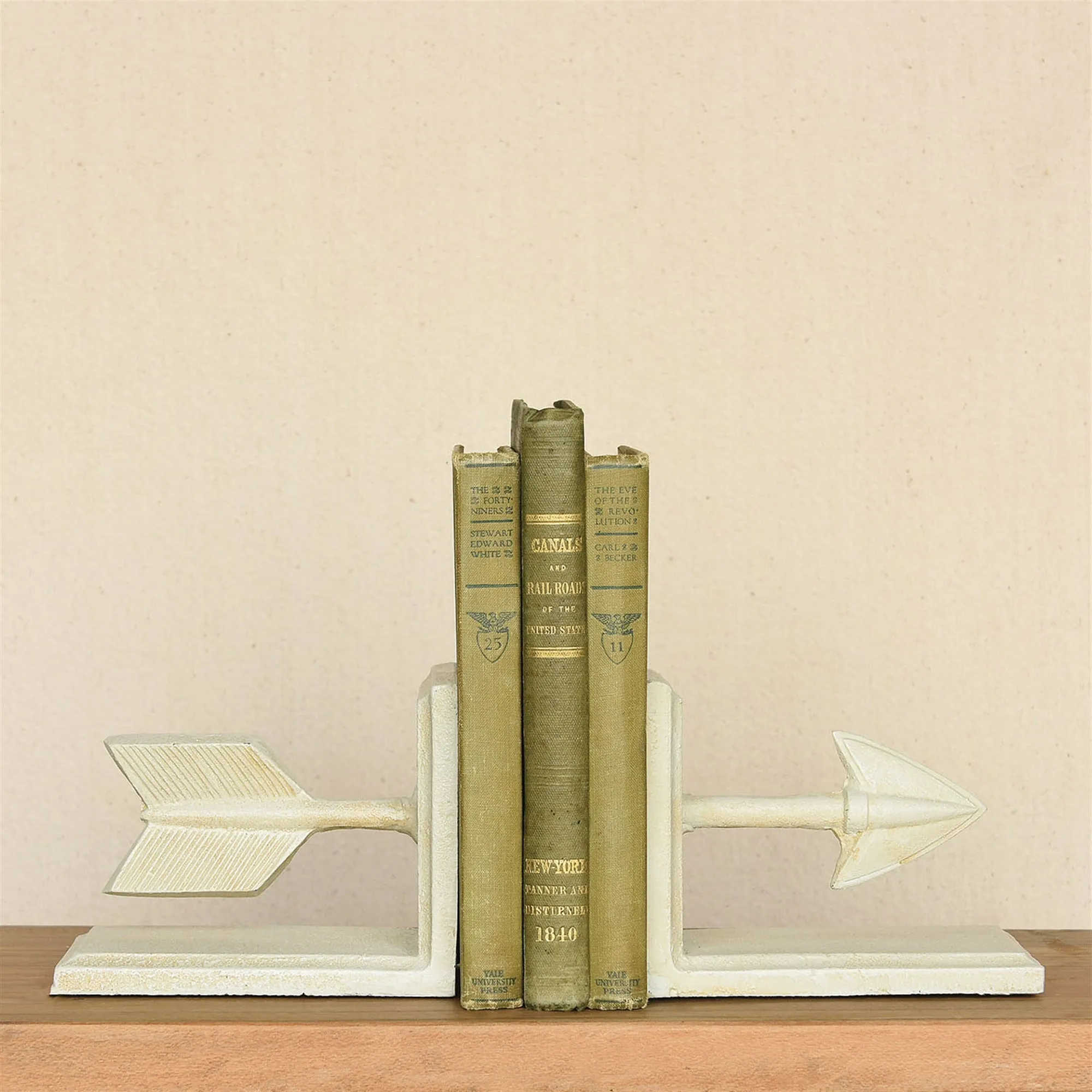 Arrow Cast Iron Bookends - Antique White