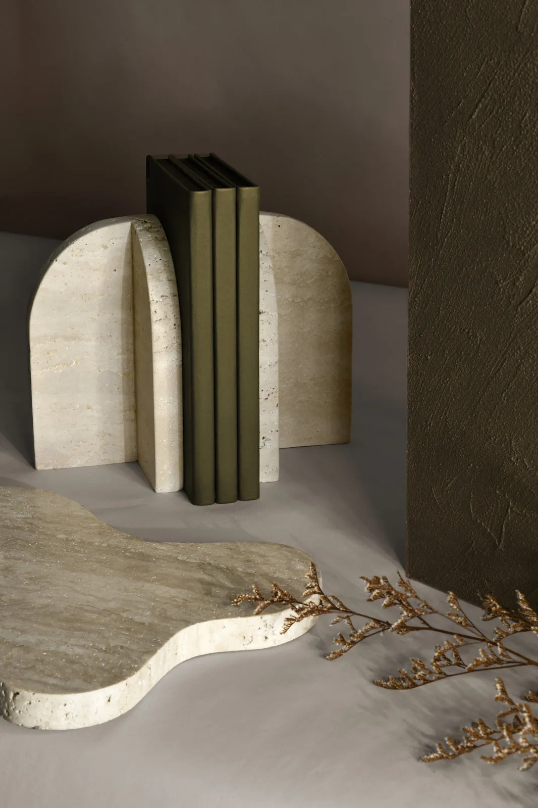Aurelia Bookends in Travertine - Beige