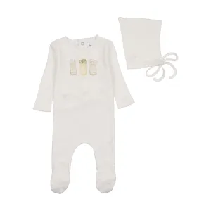 BEE & DEE 2PC MASON JARS PRINT FOOTIE WITH BONNET SET