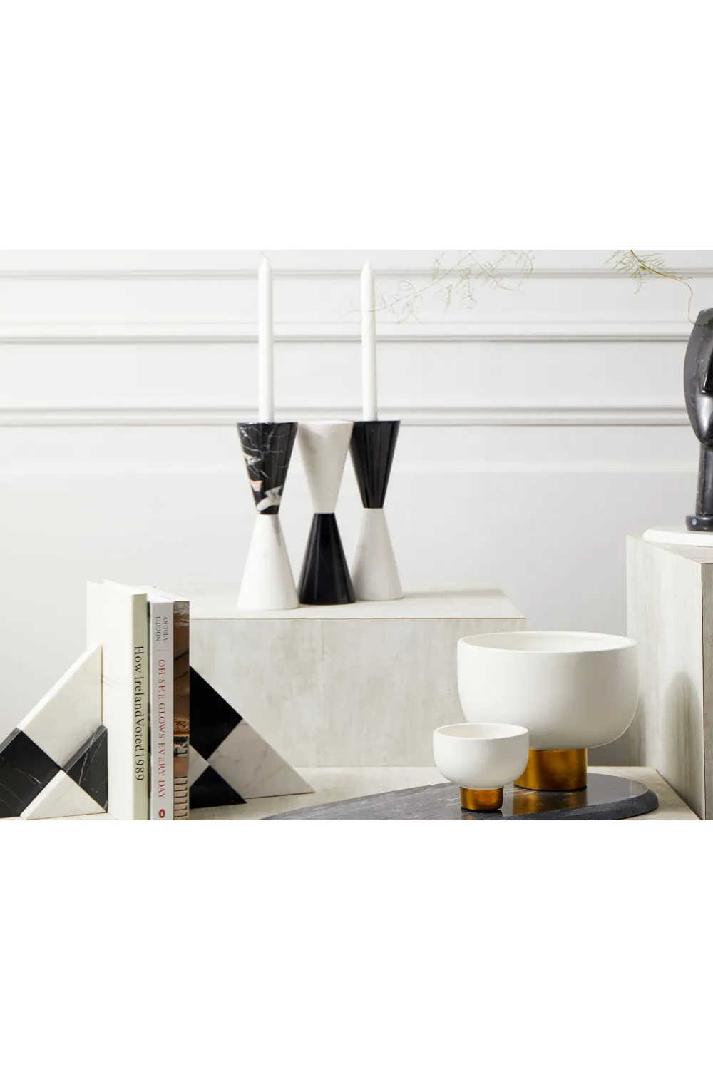 Black & White Marble Abstract Bookends | Liang & Eimil Bond