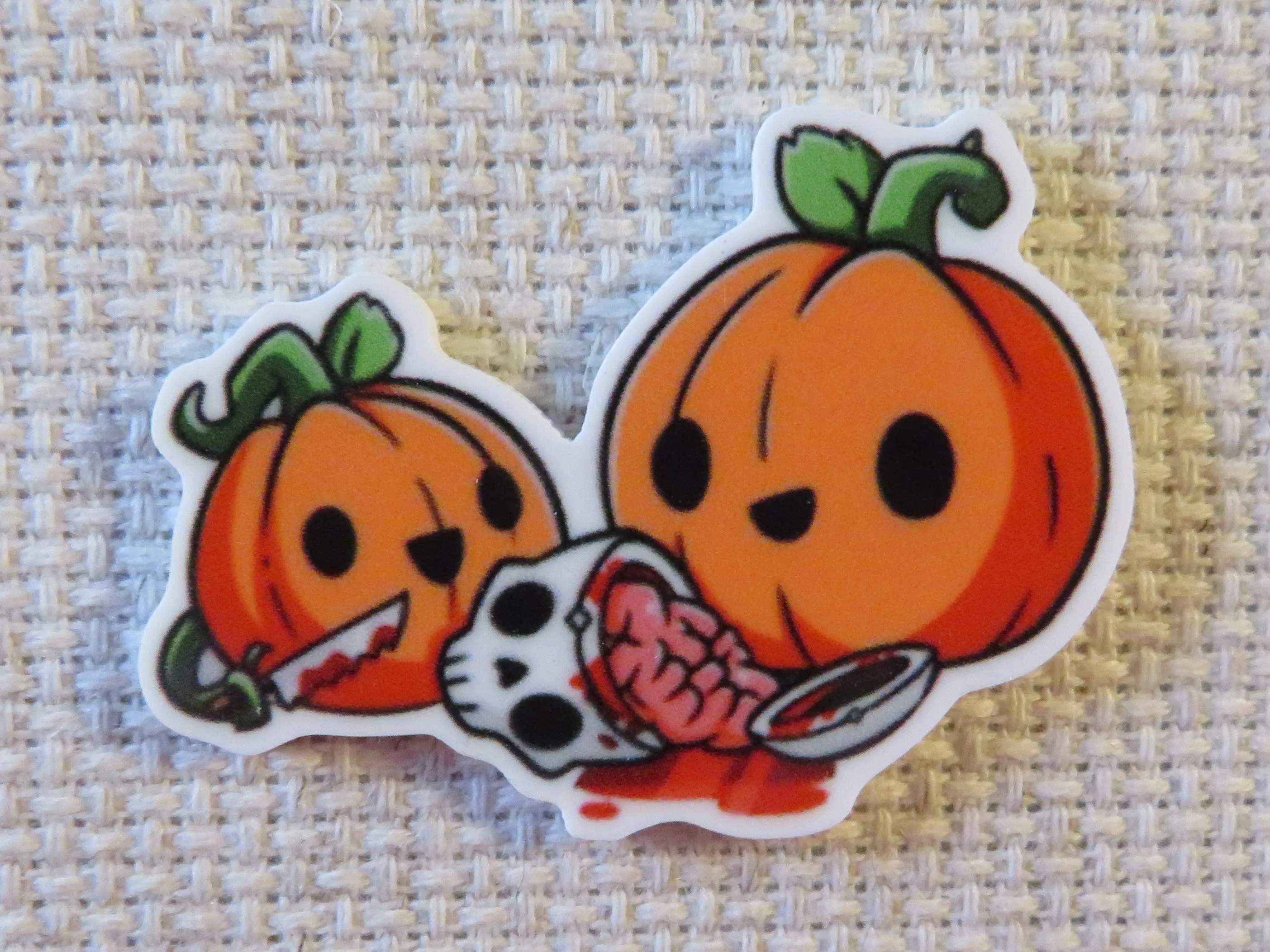 Carved Pumpkins Carving a Skull Needle Minder, Cover Minder, Magnet