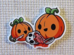 Carved Pumpkins Carving a Skull Needle Minder, Cover Minder, Magnet