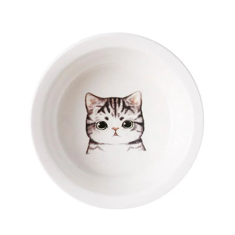 Ceramic Pet Bowl with Tilted Base