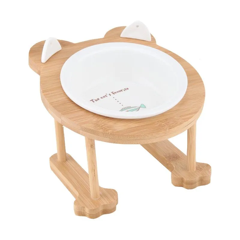Ceramic Pet Bowl with Tilted Base