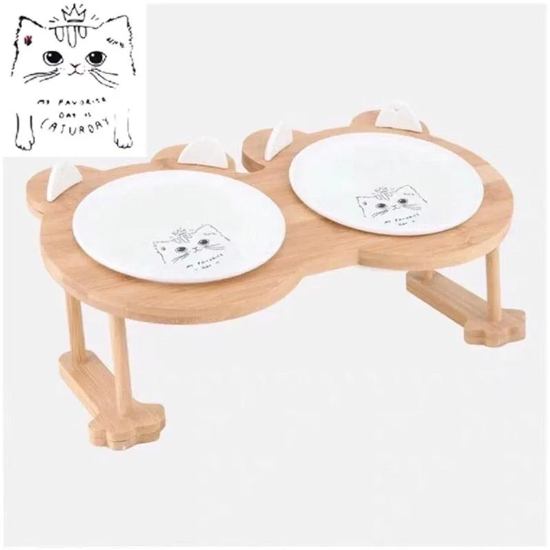 Ceramic Pet Bowl with Tilted Base