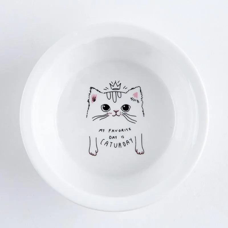 Ceramic Pet Bowl with Tilted Base