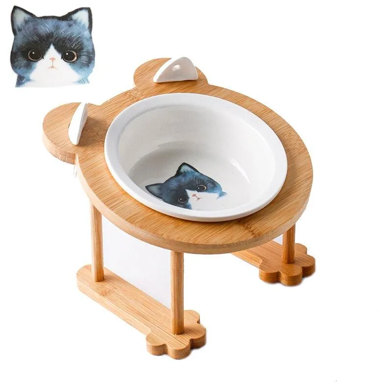 Ceramic Pet Bowl with Tilted Base