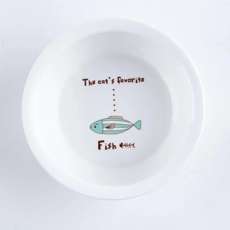 Ceramic Pet Bowl with Tilted Base