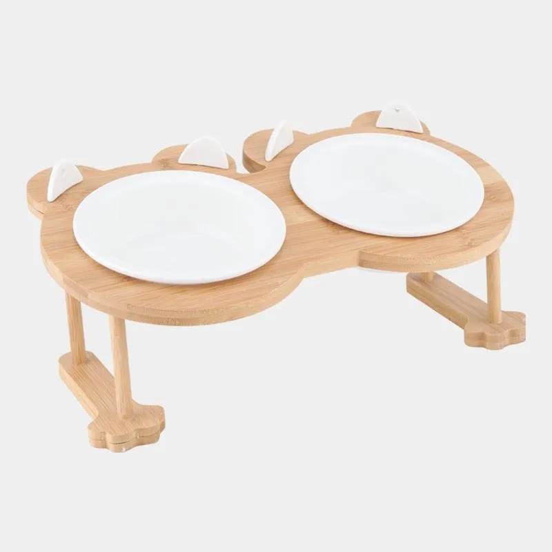 Ceramic Pet Bowl with Tilted Base