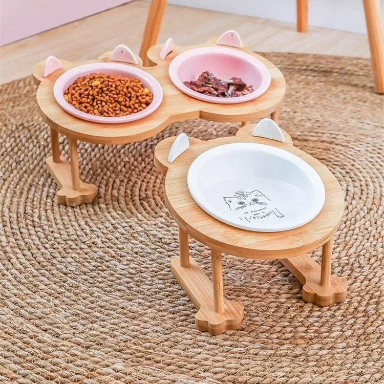 Ceramic Pet Bowl with Tilted Base