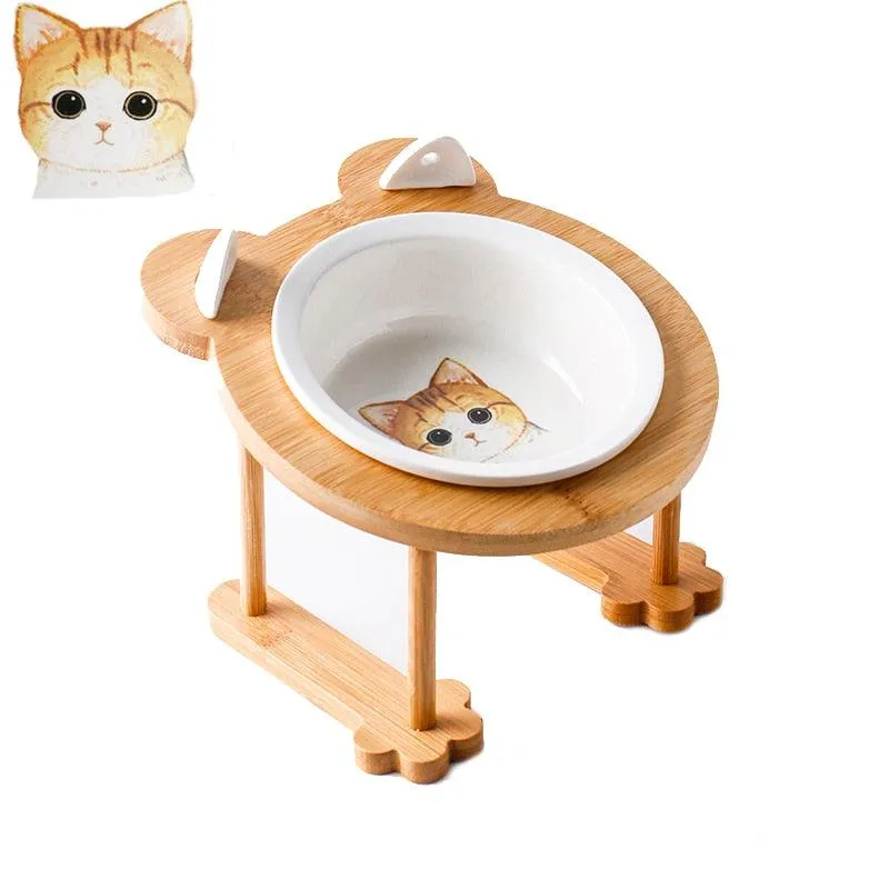 Ceramic Pet Bowl with Tilted Base