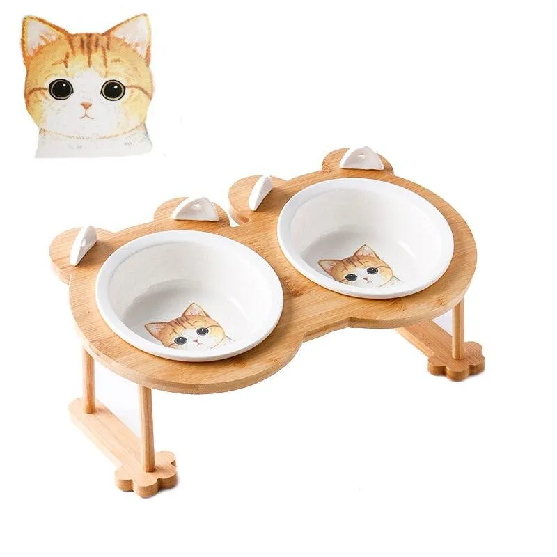 Ceramic Pet Bowl with Tilted Base