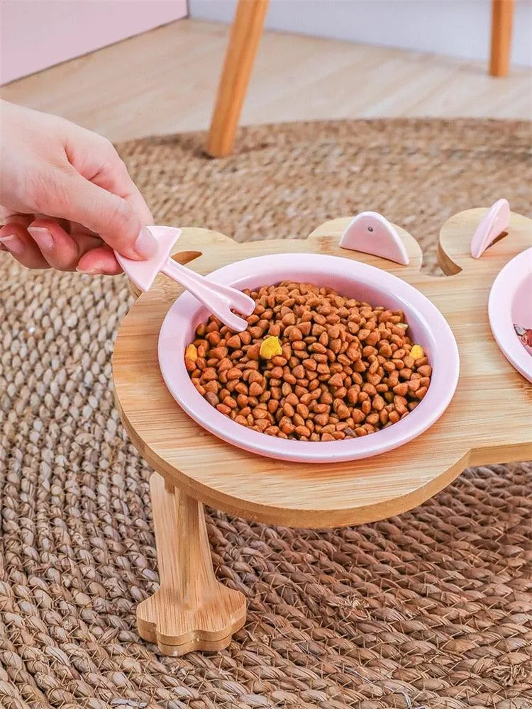 Ceramic Pet Bowl with Tilted Base
