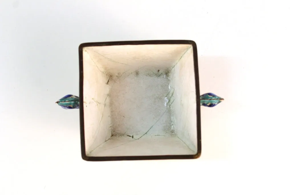 Chinese Painted Enamel Container with Fish Form Handles