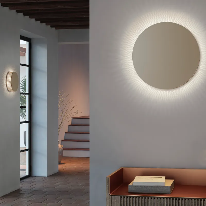 Circular Beige Cotton Thread Wall Light