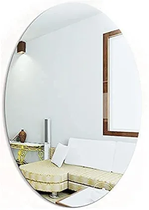 click2shop Oval Adhesive Mirror Sticker for Wall Tiles - Unbreakable Plastic Wall Mirror for Bathroom, Bedroom, Living Room, Basin (30 x 20 cm)