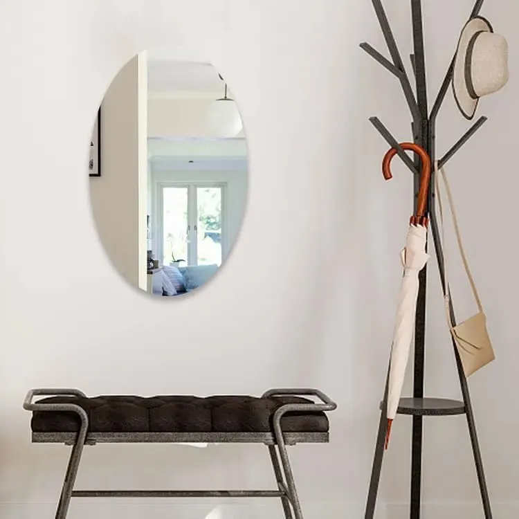 click2shop Oval Adhesive Mirror Sticker for Wall Tiles - Unbreakable Plastic Wall Mirror for Bathroom, Bedroom, Living Room, Basin (30 x 20 cm)