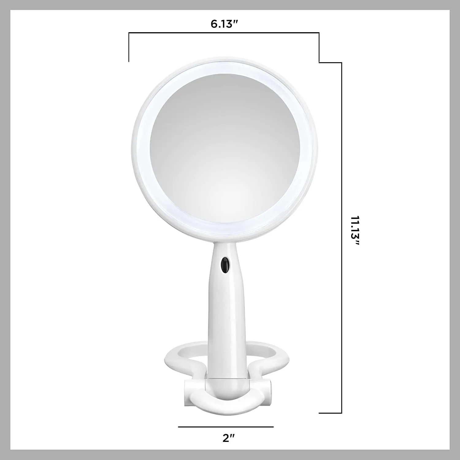 Conair Plastic Double-Sided Lighted Makeup Mirror - Lighted Vanity Makeup Mirror with LED Lights; 1x/3x magnification; White; compact - great for travel - BE52LED-2P