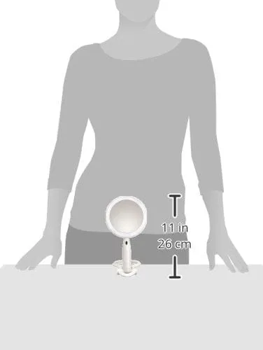 Conair Plastic Double-Sided Lighted Makeup Mirror - Lighted Vanity Makeup Mirror with LED Lights; 1x/3x magnification; White; compact - great for travel - BE52LED-2P