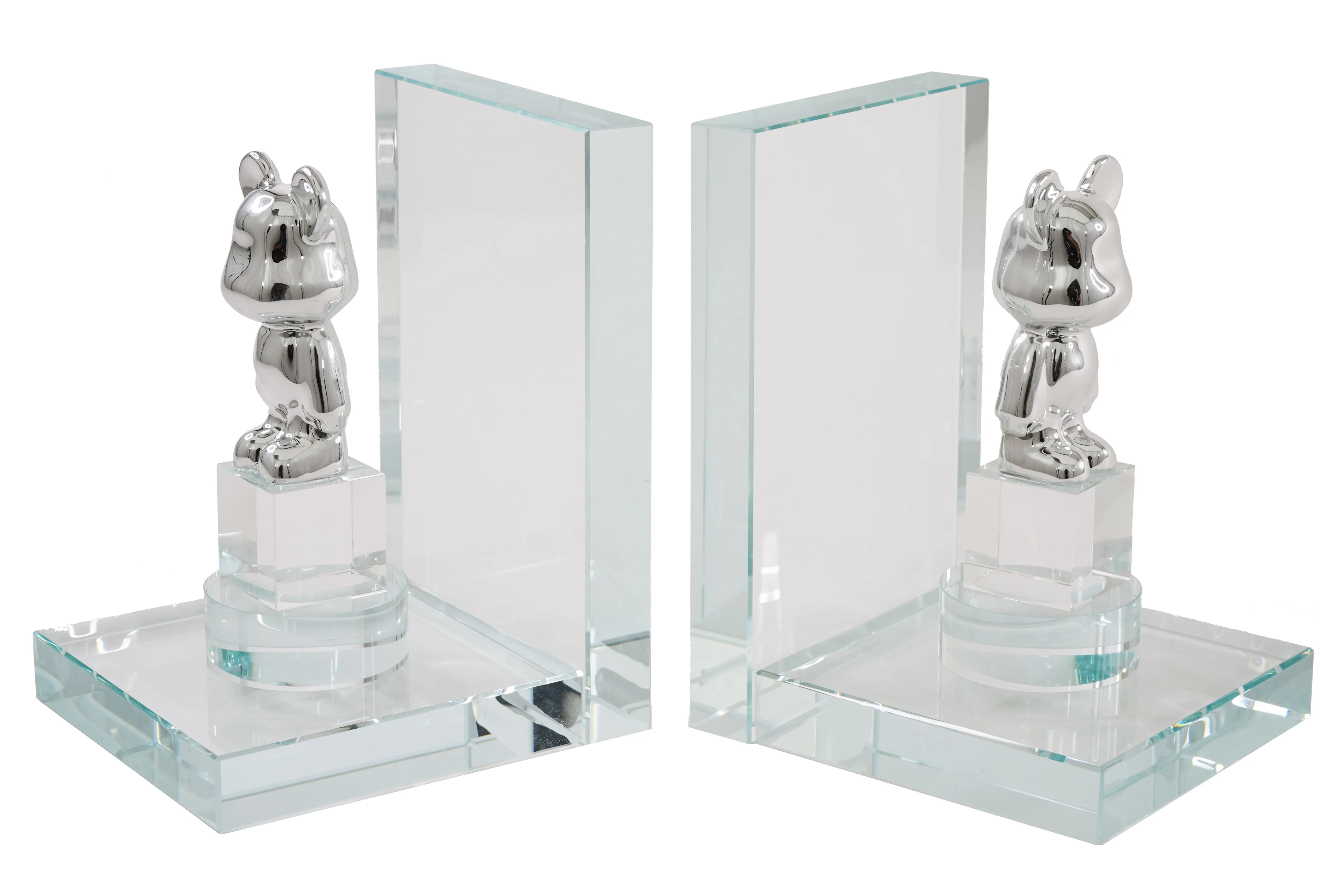 Crystal Clear Bookends w/ Bear