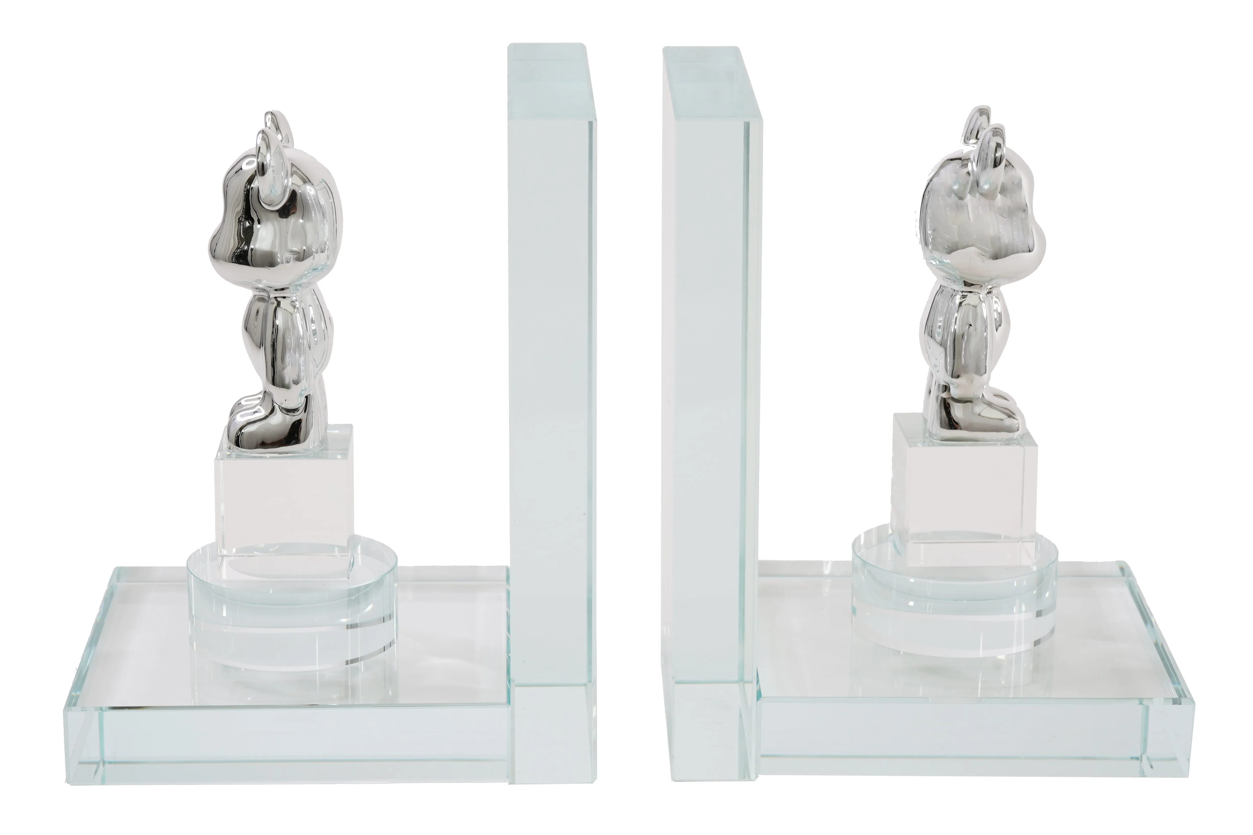 Crystal Clear Bookends w/ Bear