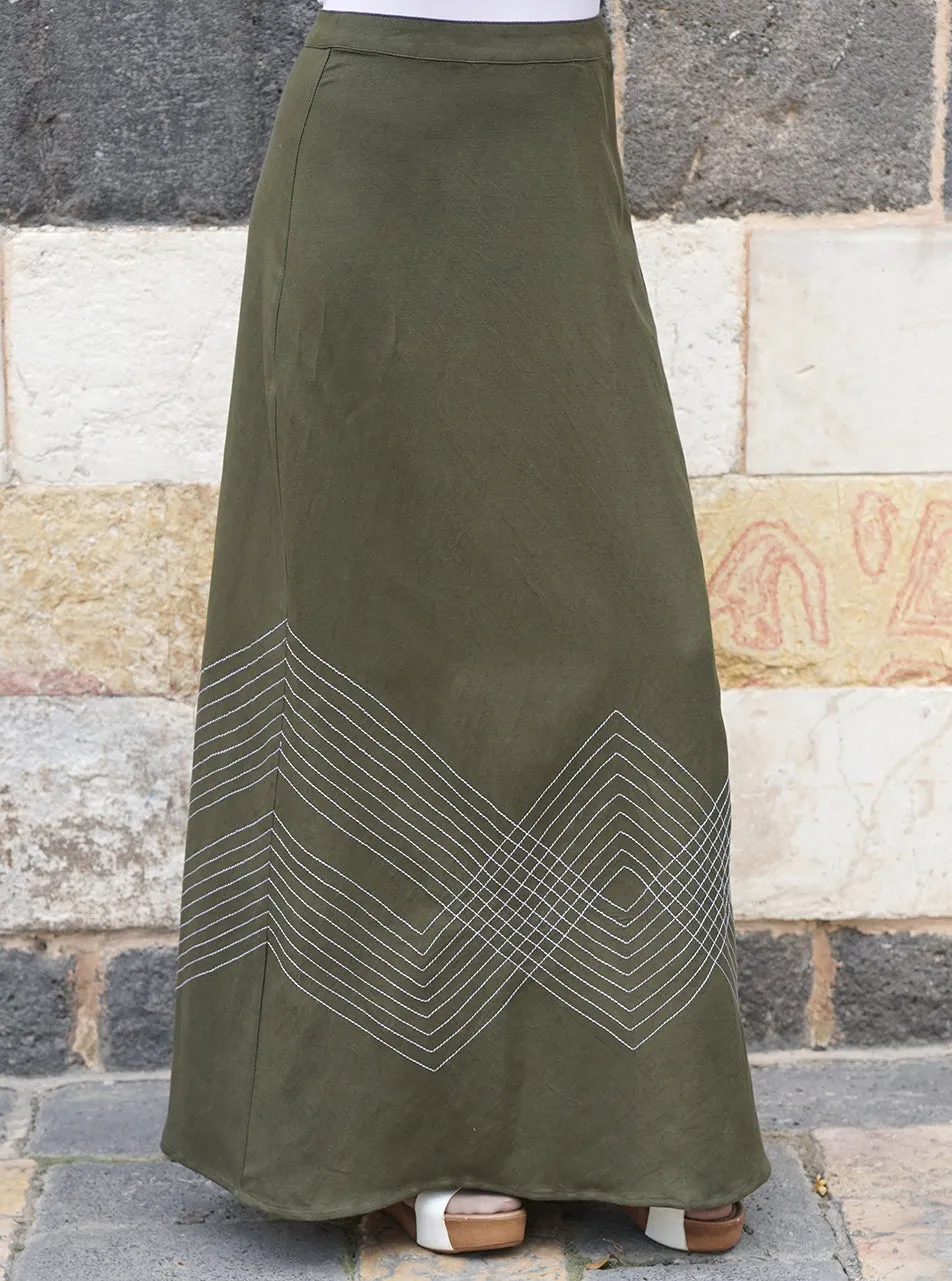 Decorative Stitching Maxi Skirt