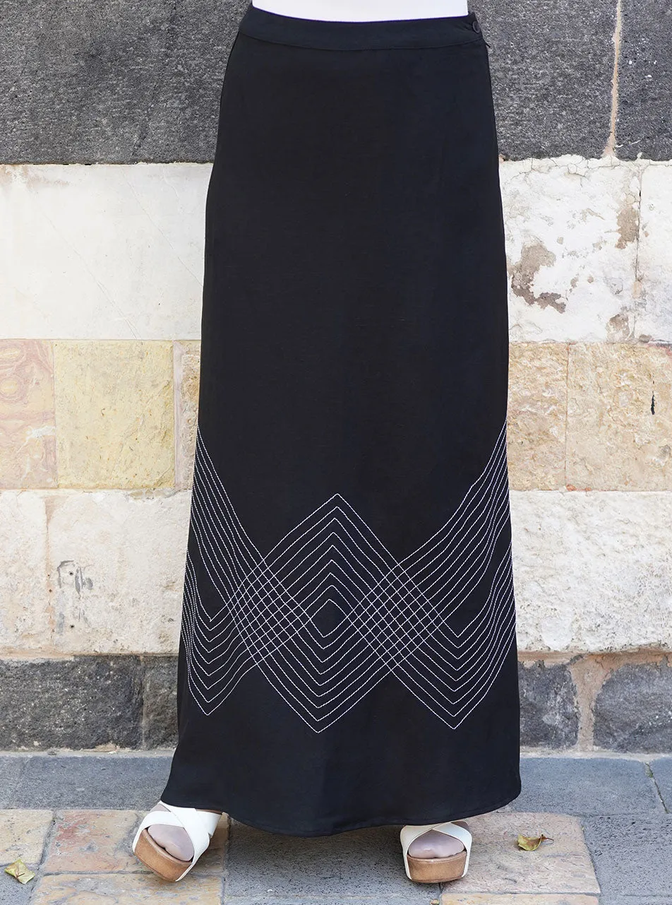 Decorative Stitching Maxi Skirt
