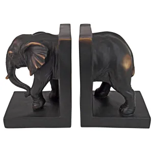 Design Toscano Elephant Bookends Statue, 7 Inch, Set of Two, Faux Bronze,QM2859800