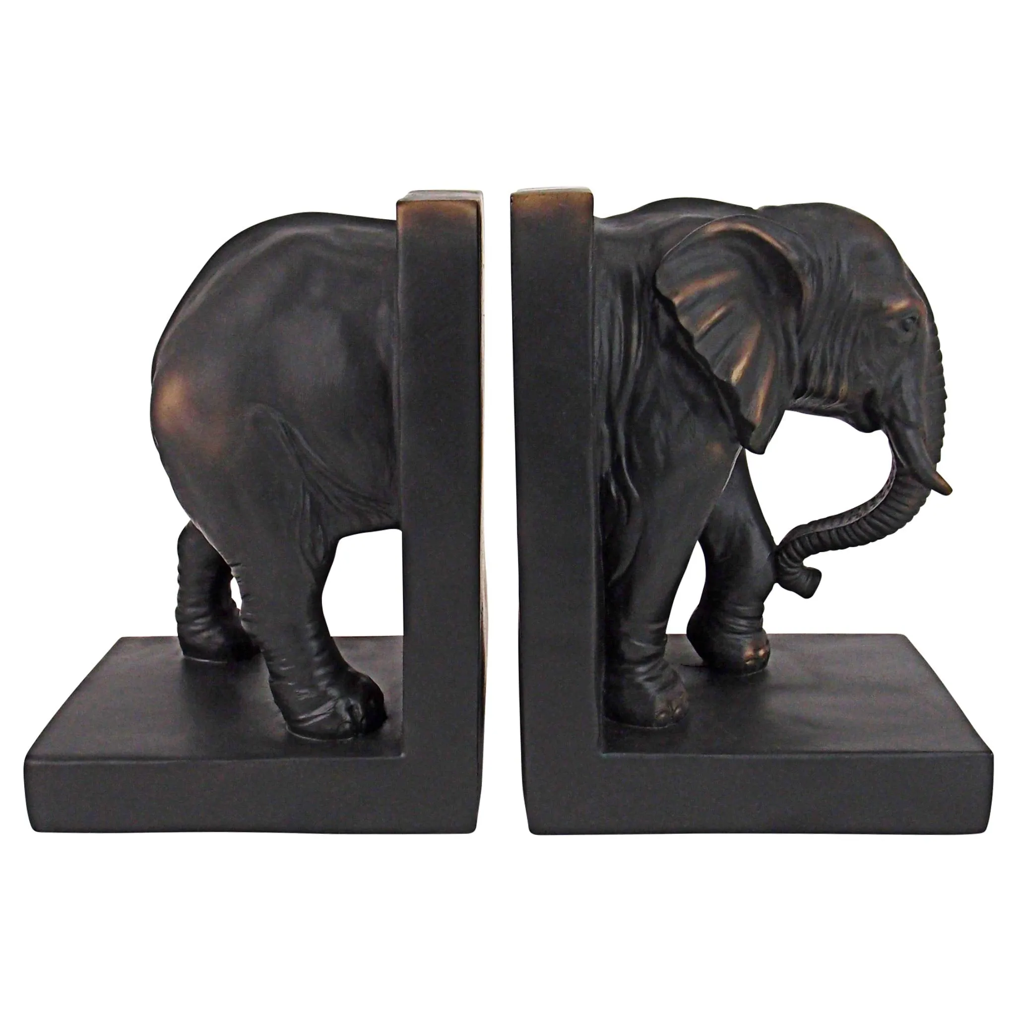 Design Toscano Elephant Bookends Statue, 7 Inch, Set of Two, Faux Bronze,QM2859800