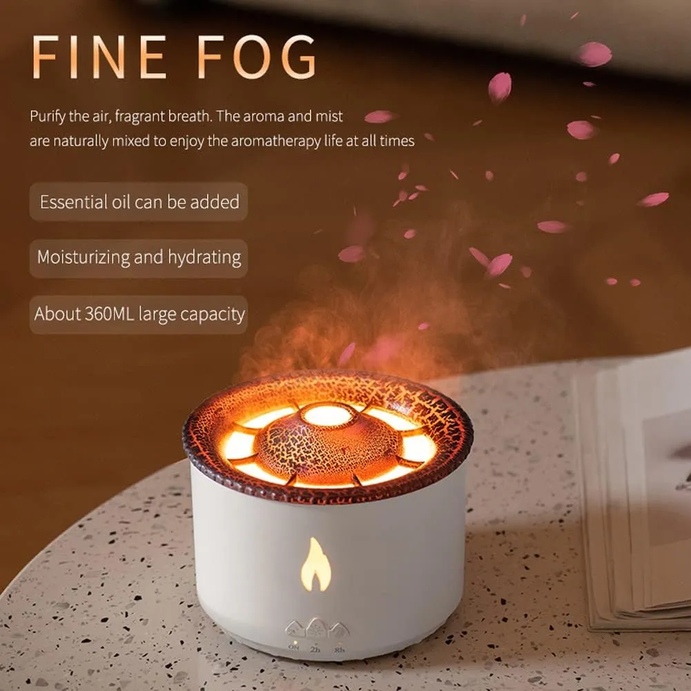 Dhyanut Humidifier Flame Diffuser Atmosphere Light Humidifier Portable Noiseless Aroma Aromatherapy Diffuser, Auto Shut-Off, Volcano Aromatherapy Diffuser for Home Office,Bedroom (Valcano Flame)