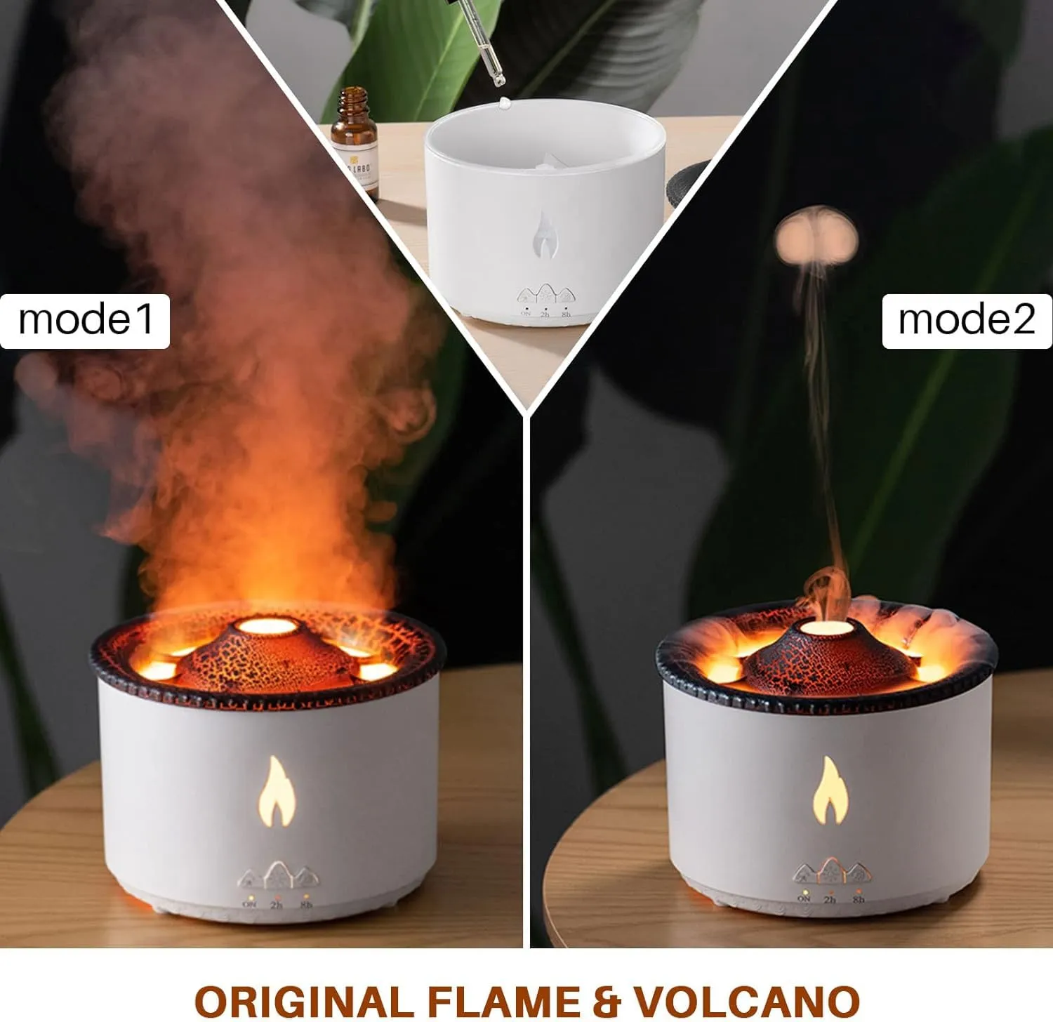 Dhyanut Humidifier Flame Diffuser Atmosphere Light Humidifier Portable Noiseless Aroma Aromatherapy Diffuser, Auto Shut-Off, Volcano Aromatherapy Diffuser for Home Office,Bedroom (Valcano Flame)