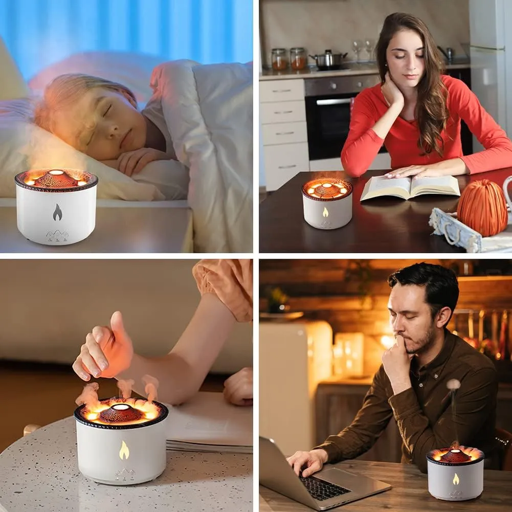 Dhyanut Humidifier Flame Diffuser Atmosphere Light Humidifier Portable Noiseless Aroma Aromatherapy Diffuser, Auto Shut-Off, Volcano Aromatherapy Diffuser for Home Office,Bedroom (Valcano Flame)