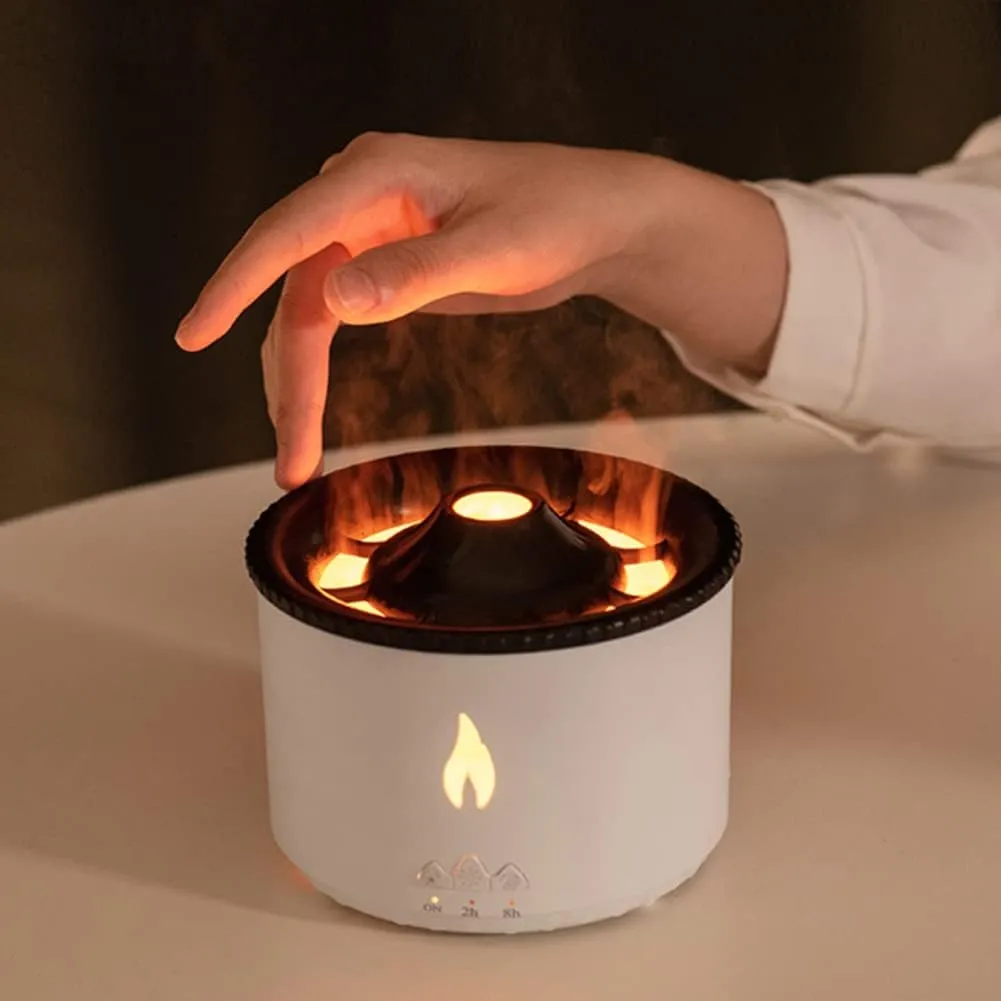 Dhyanut Humidifier Flame Diffuser Atmosphere Light Humidifier Portable Noiseless Aroma Aromatherapy Diffuser, Auto Shut-Off, Volcano Aromatherapy Diffuser for Home Office,Bedroom (Valcano Flame)